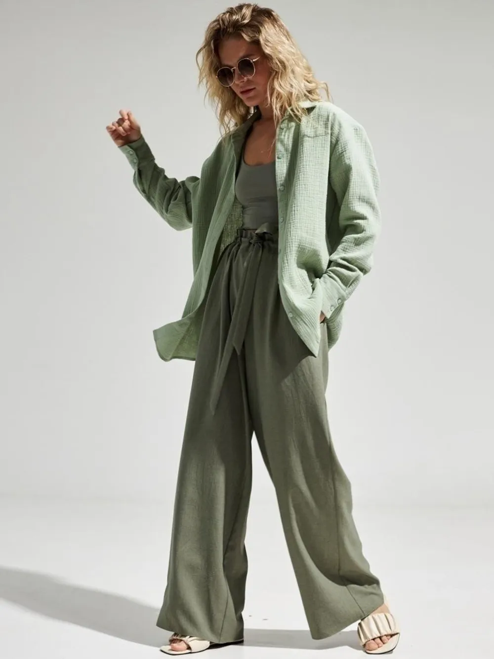 Textured Collared Neck Long Sleeve Shirt, image 30