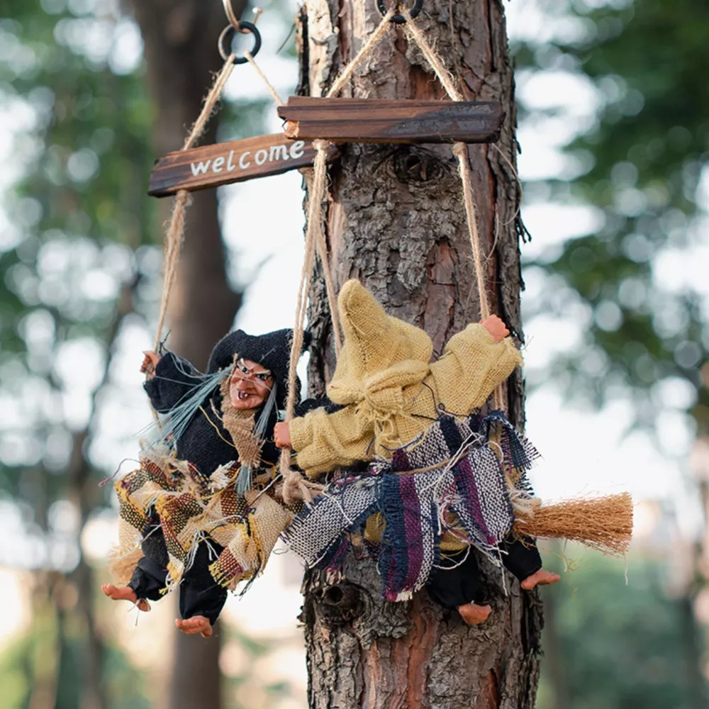 Halloween Hanging Witch Decorative Object with Welcome Sign Set, image 2