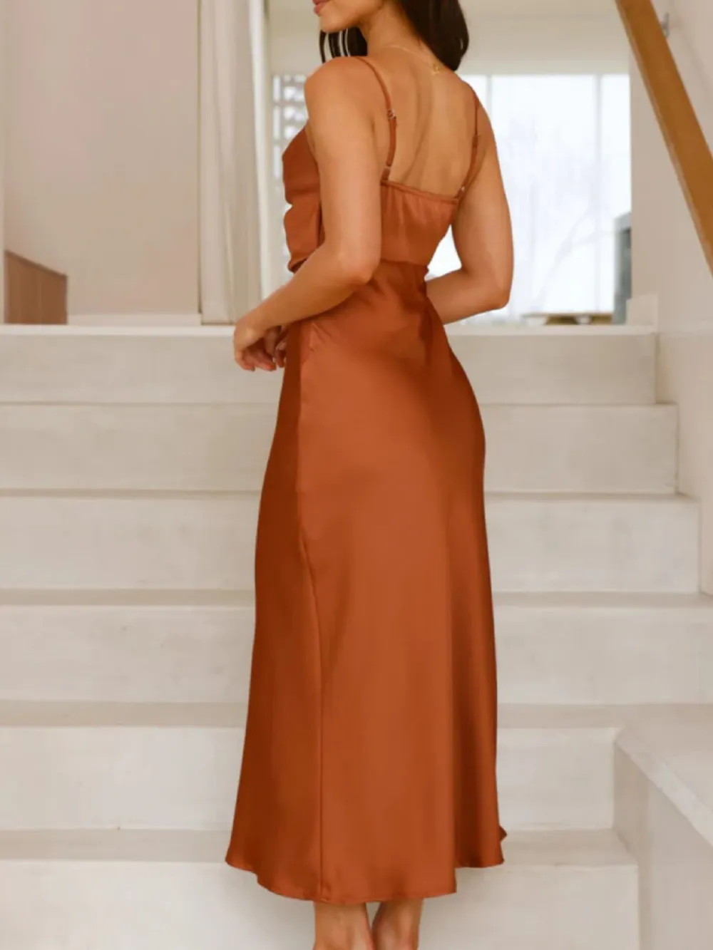 Satin Asymmetrical Midi Dress, image 13