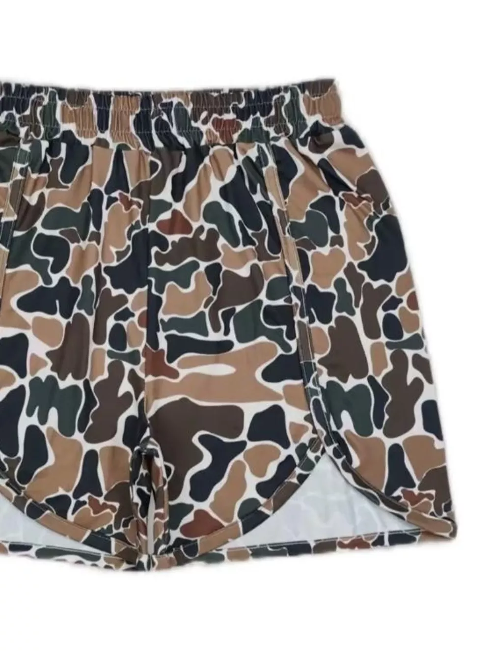 Camo Print Elastic Waist Shorts, image 3