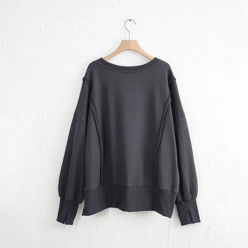 Exposed Seam High-Low Long Sleeve Sweatshirt, image 26