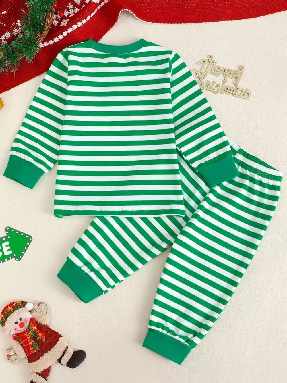 Children's Christmas Striped Pajama Set, image 7