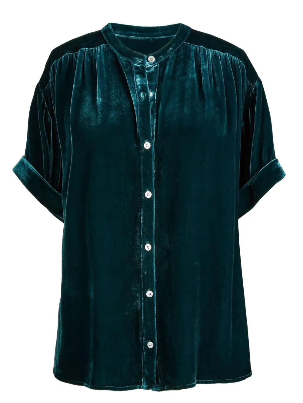 Ruched Round Neck Short Sleeve Shirt, image 8
