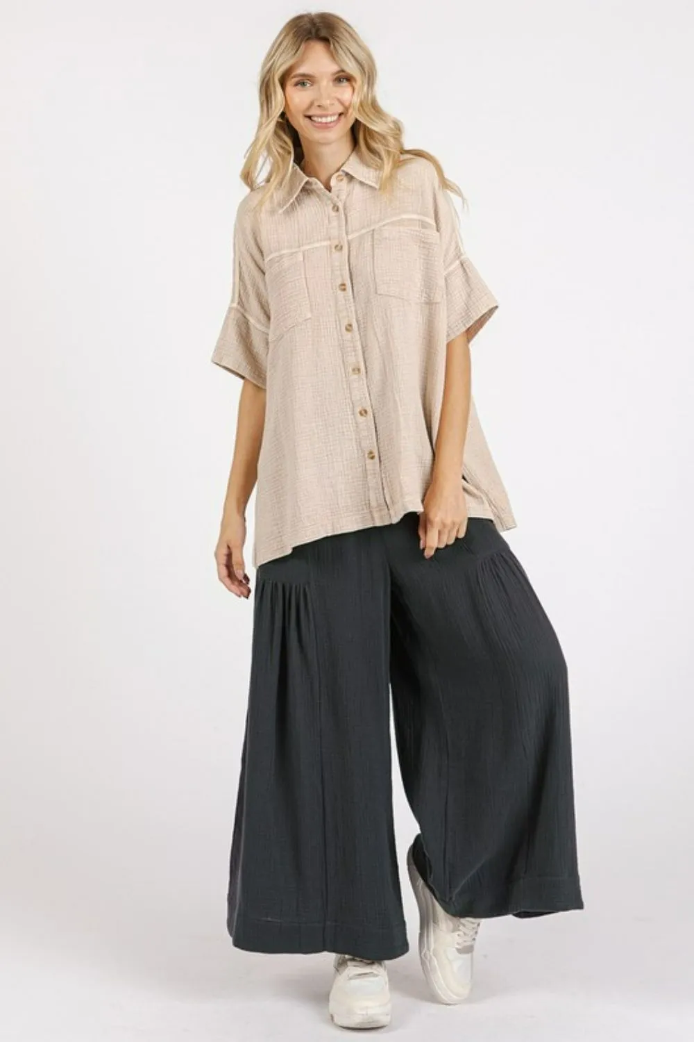 Mineral Wash Gauze Oversized Short Sleeve Shirt, image 4