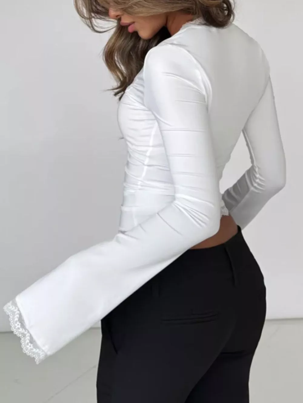Lace Trim Long Sleeve T-Shirt, image 8