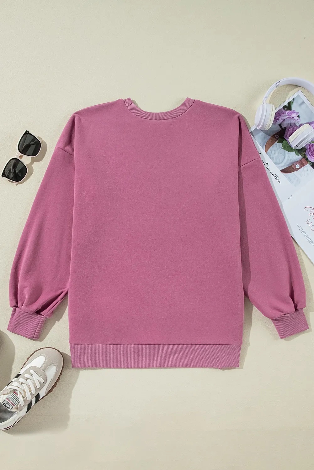 High-Low Round Neck Long Sleeve Sweatshirt, image 16
