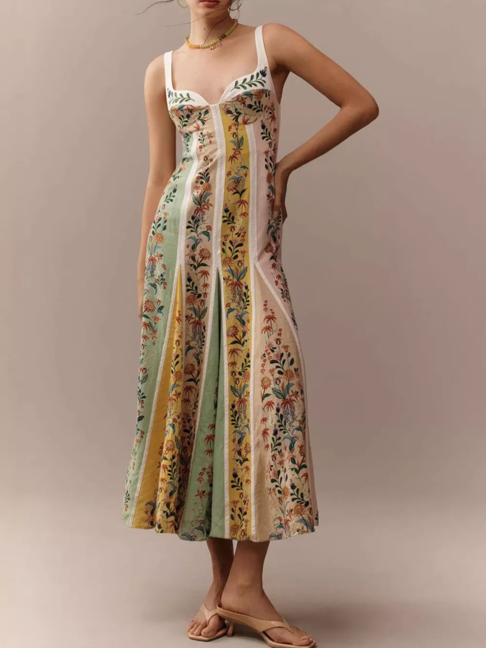 Floral Print Sweetheart Neck Maxi Dress, image 7