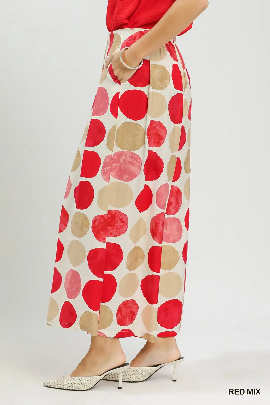Dot Print Wide Leg Pants, image 2