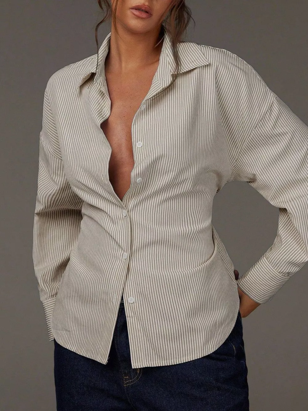 Casual Striped Button-Down Shirt, image 7