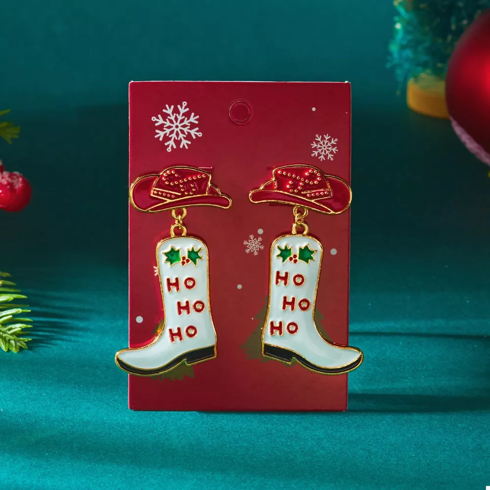 Christmas Cowboy Boots Earrings