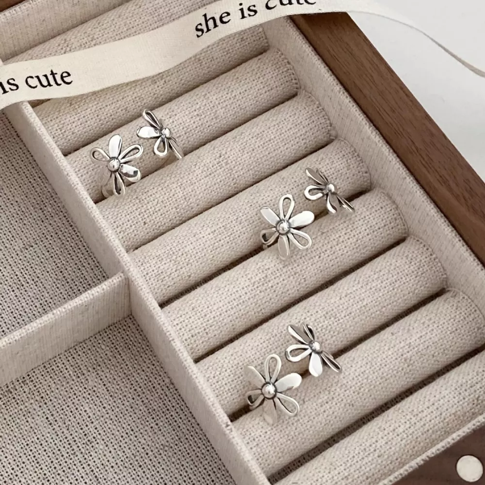 925 Sterling Silver Flower Open Ring, image 6