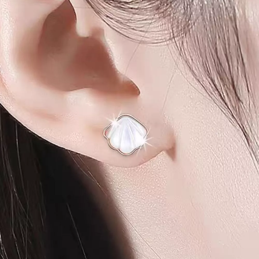 925 Sterling Silver Shell Stud Earrings, image 9
