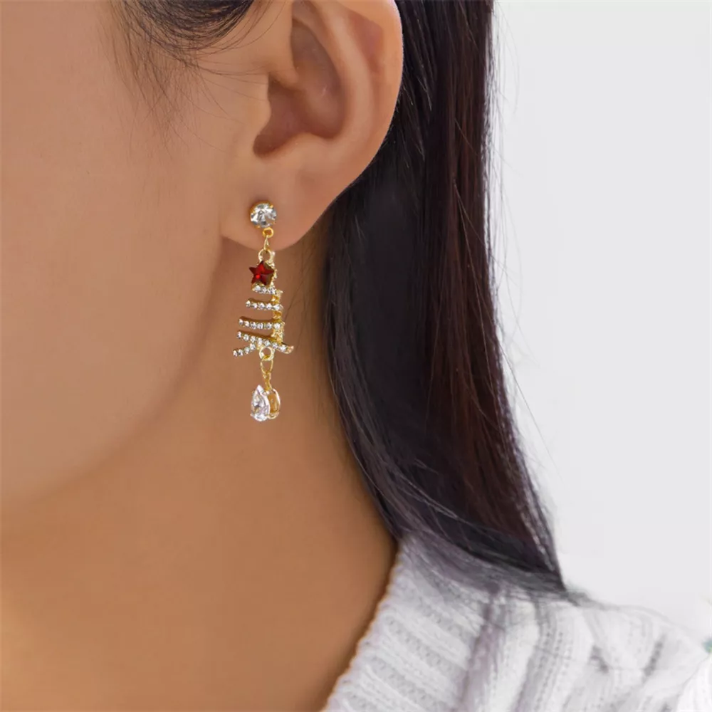18K Gold-Plated Christmas Tree Earrings, image 2