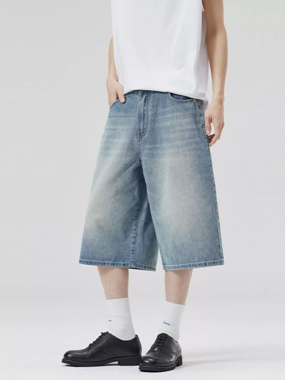 Men's Wide-Leg Denim Shorts, image 6