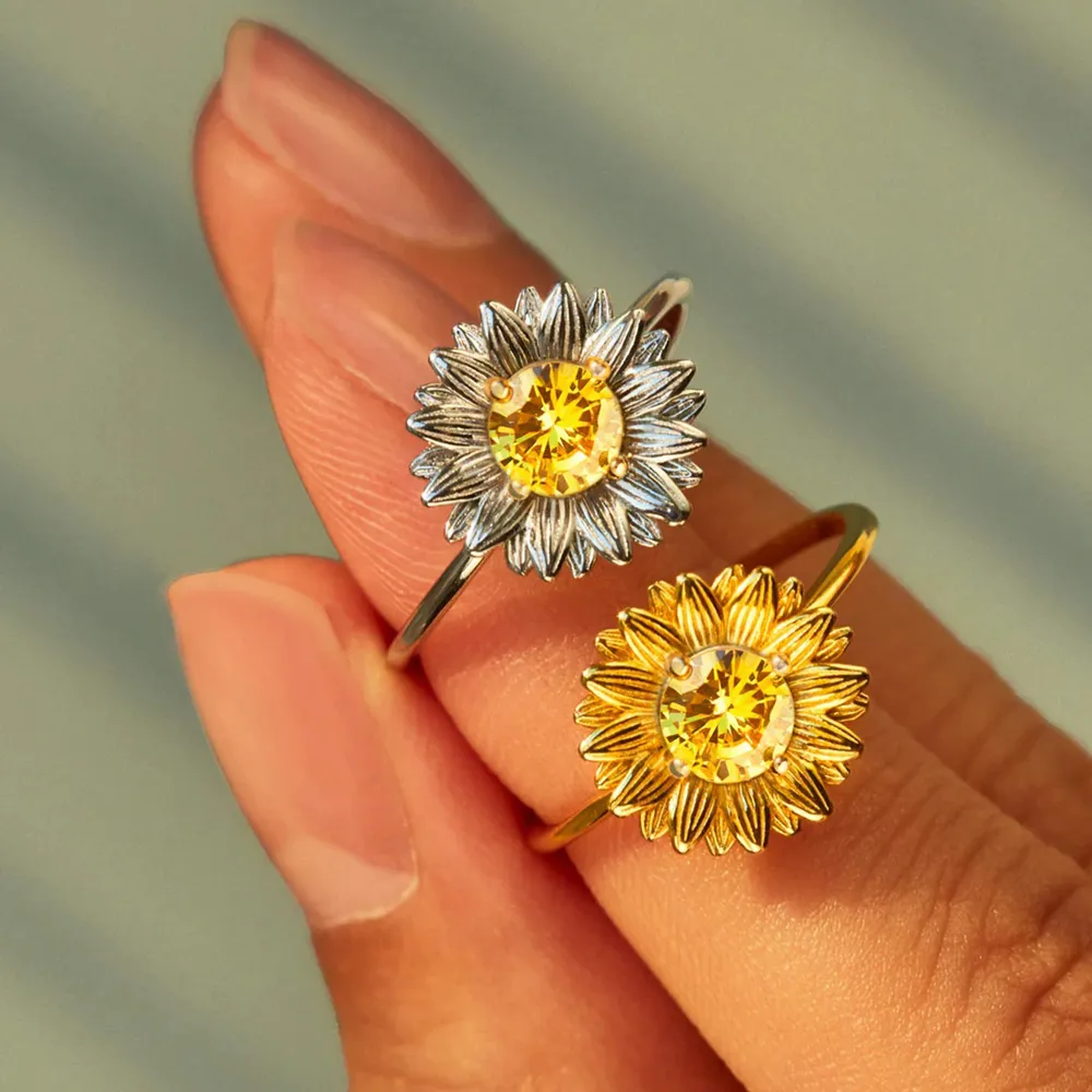 Sunflower Zircon 925 Sterling Silver Ring, image 5