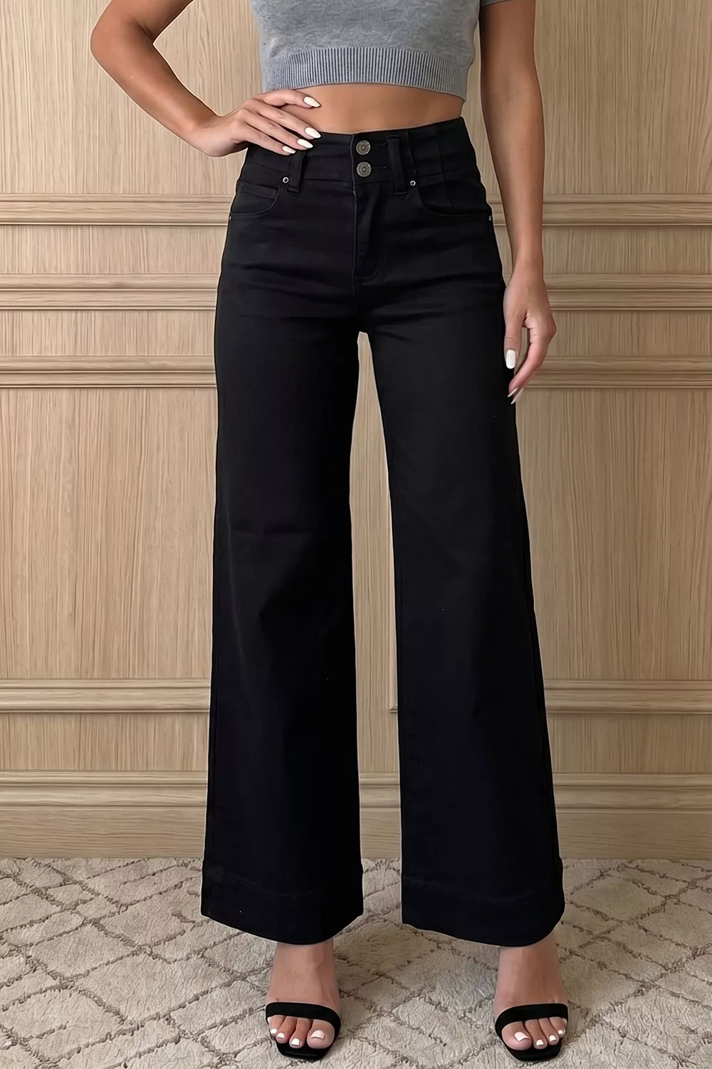 2-Button High Waist Flared Bottom Jeans, image 4