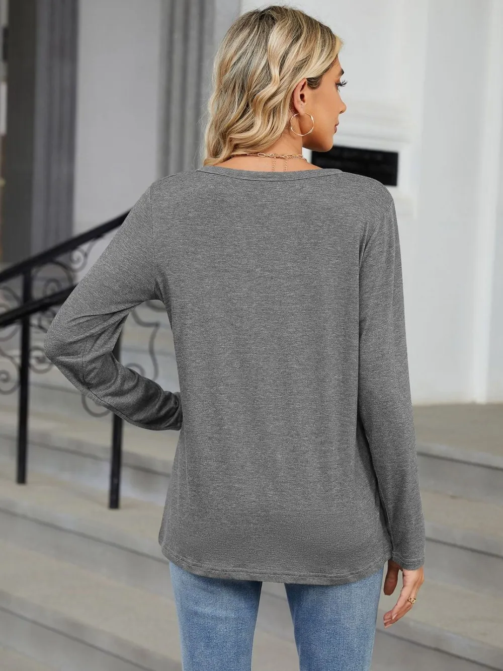 Notched Long Sleeve T-Shirt, image 7