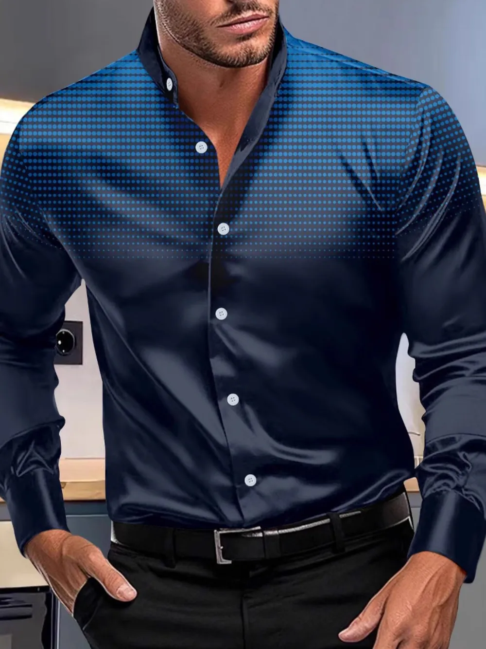 Men's Full Size Button Up Long Sleeve Shirt Plus Size, image 3