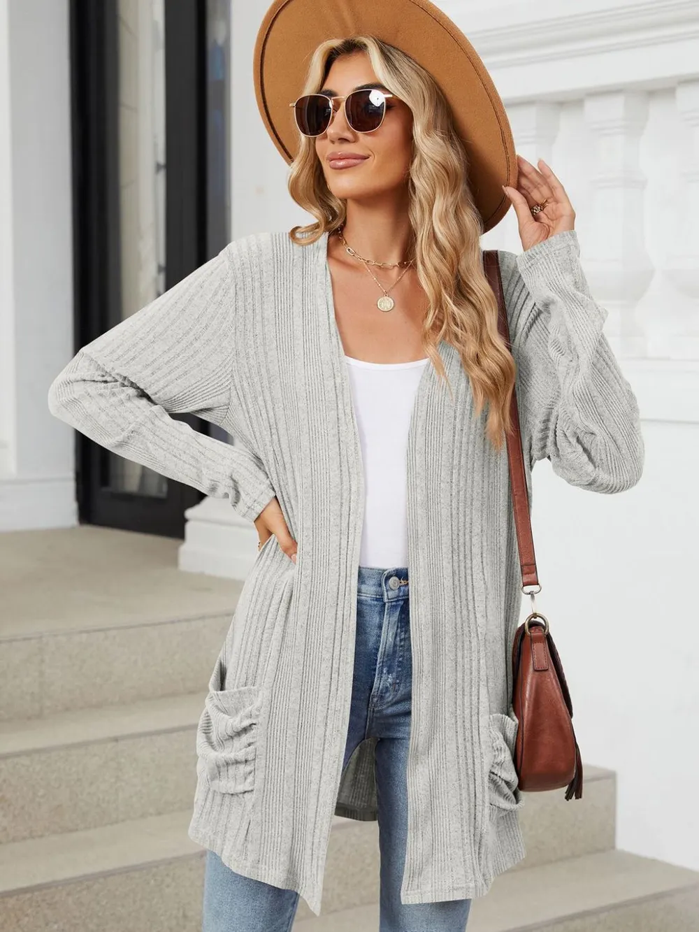 Pocketed Open Front Long Sleeve Cardigan, image 11