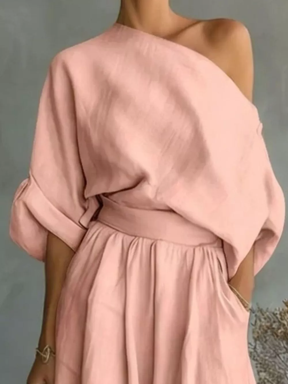 Full Size One Shoulder Top and Wide Leg Pants Set Plus Size, image 14