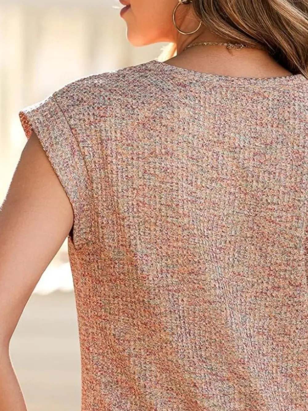 Heathered Round Neck Cap Sleeve T-Shirt, image 12