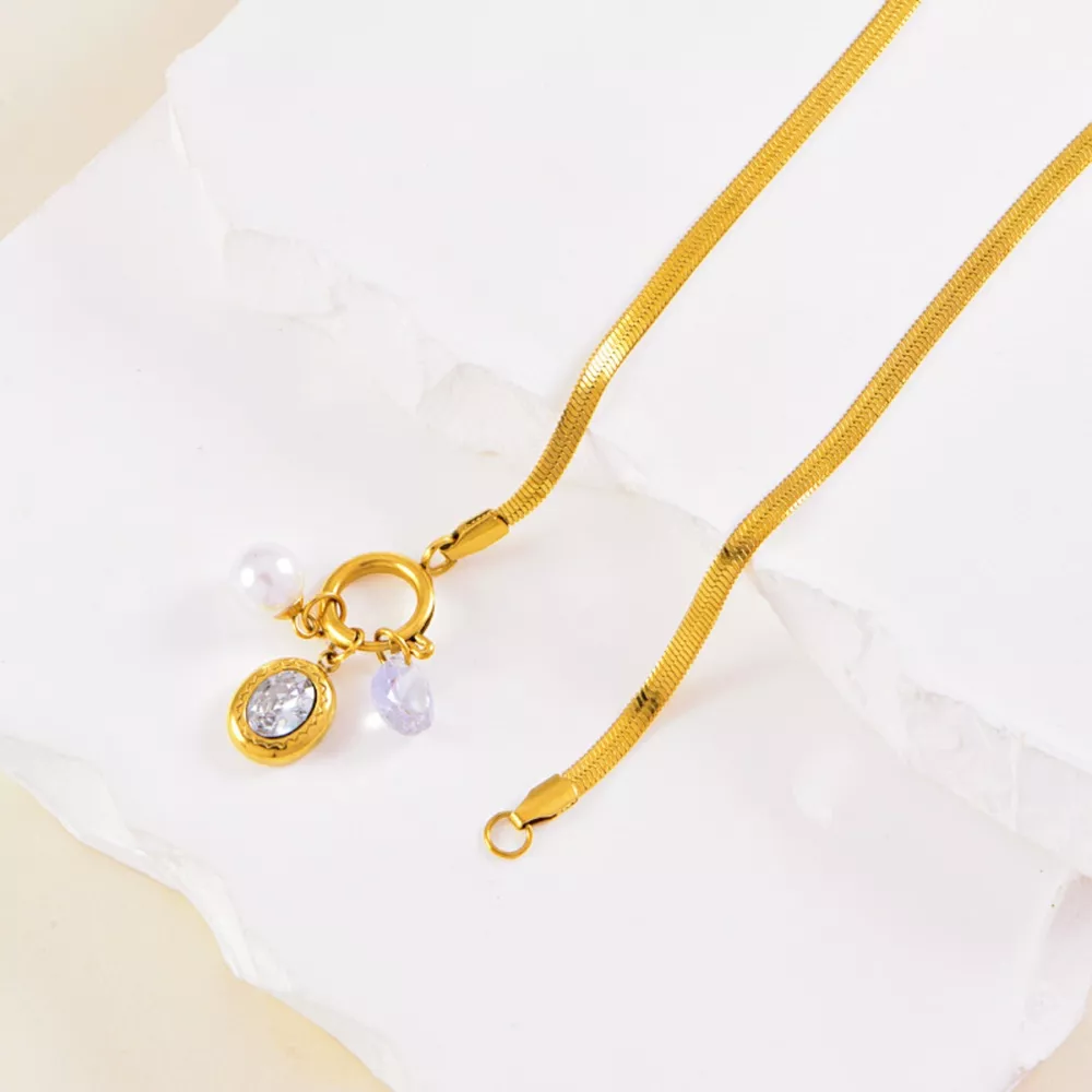 18K Gold-Plated Herringbone Chain Necklace, image 3