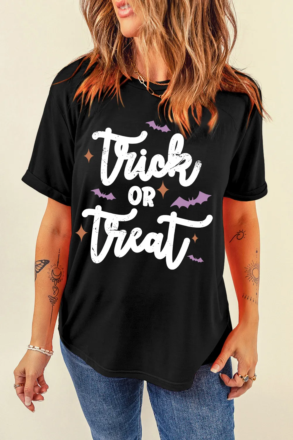 Letter Graphic Round Neck Short Sleeve T-Shirt, image 3
