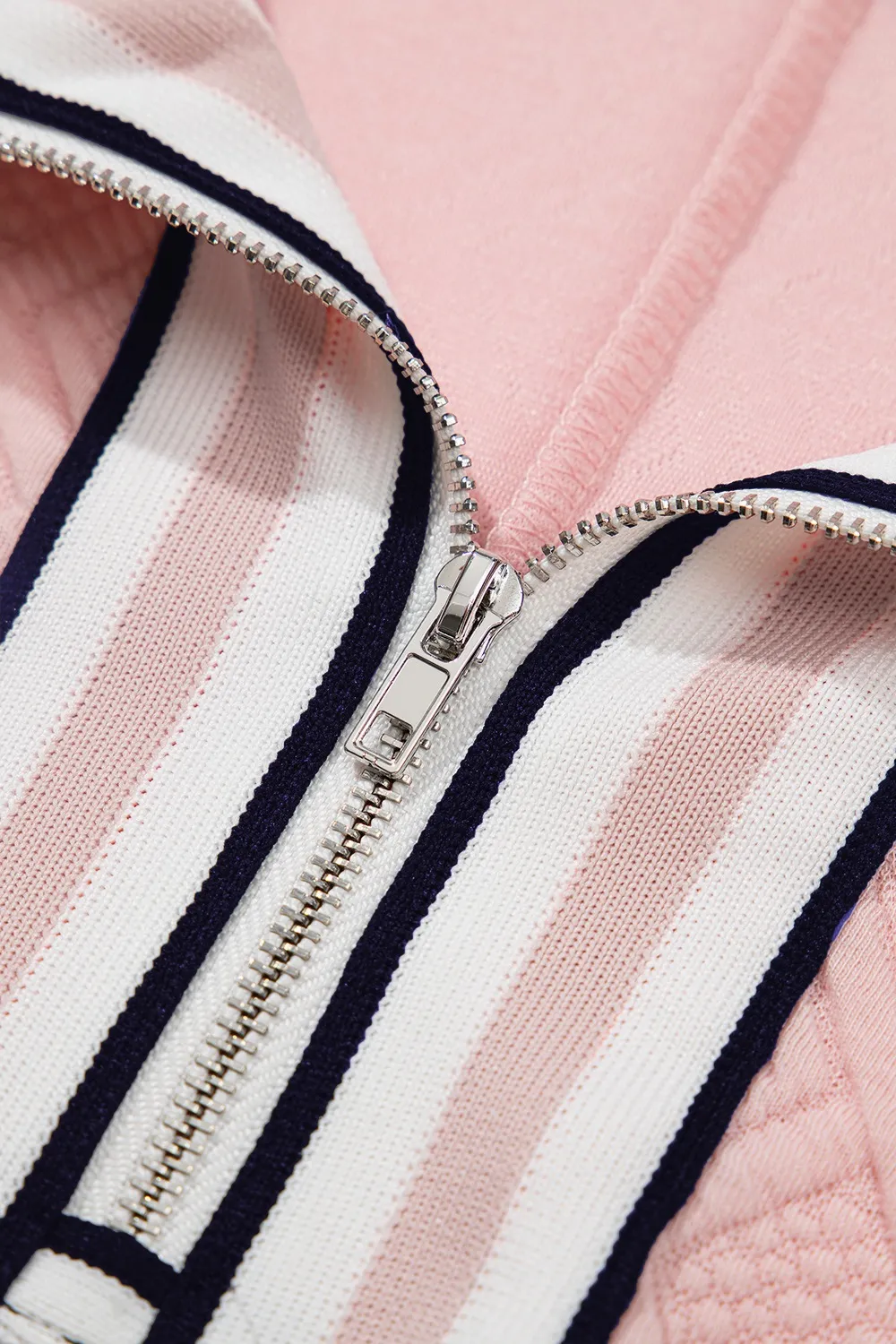 Contrast Striped Collar Patchwork Textured Half Sleeve Blouse, image 8