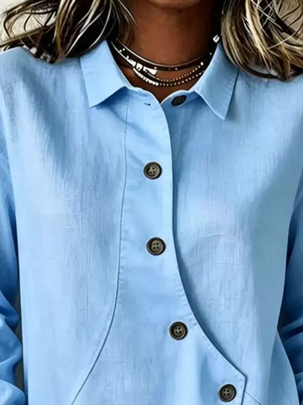 Full Size Asymmetrical Button Down Shirt Plus Size, image 8