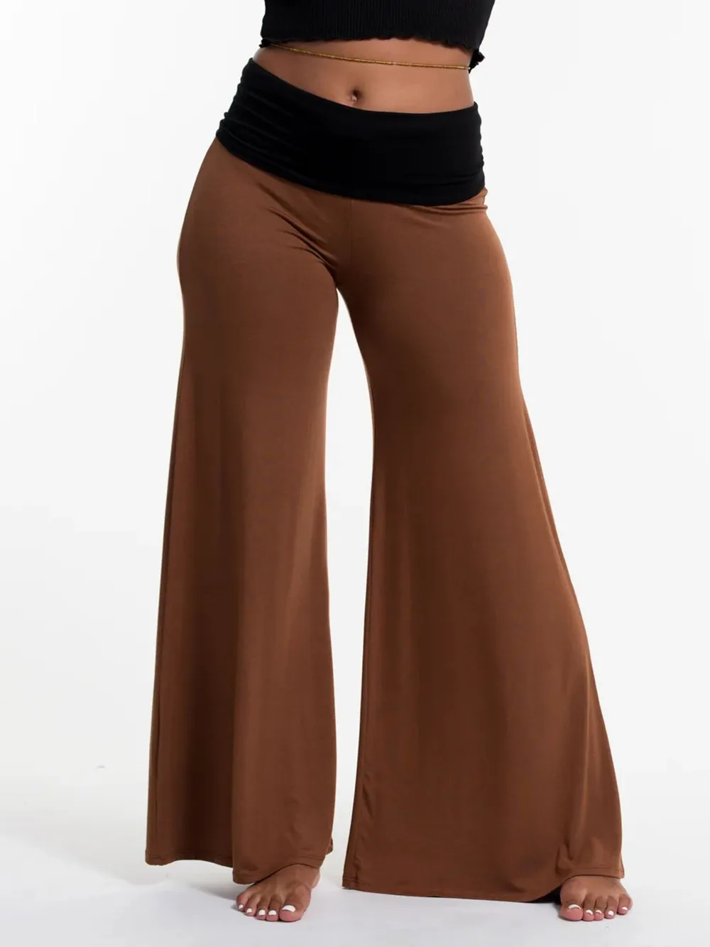 High Waisted Wide Leg Yoga Pants with Contrast Waistband, image 7