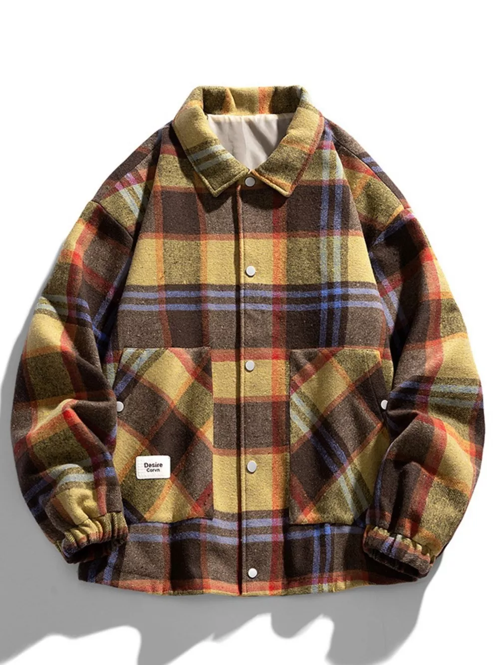 Men's Plus Size Casual Plaid Button-Up Jacket, image 4