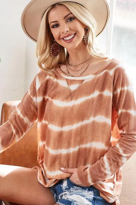 Tie Dye French Terry T-Shirt With Side Slits, image 2