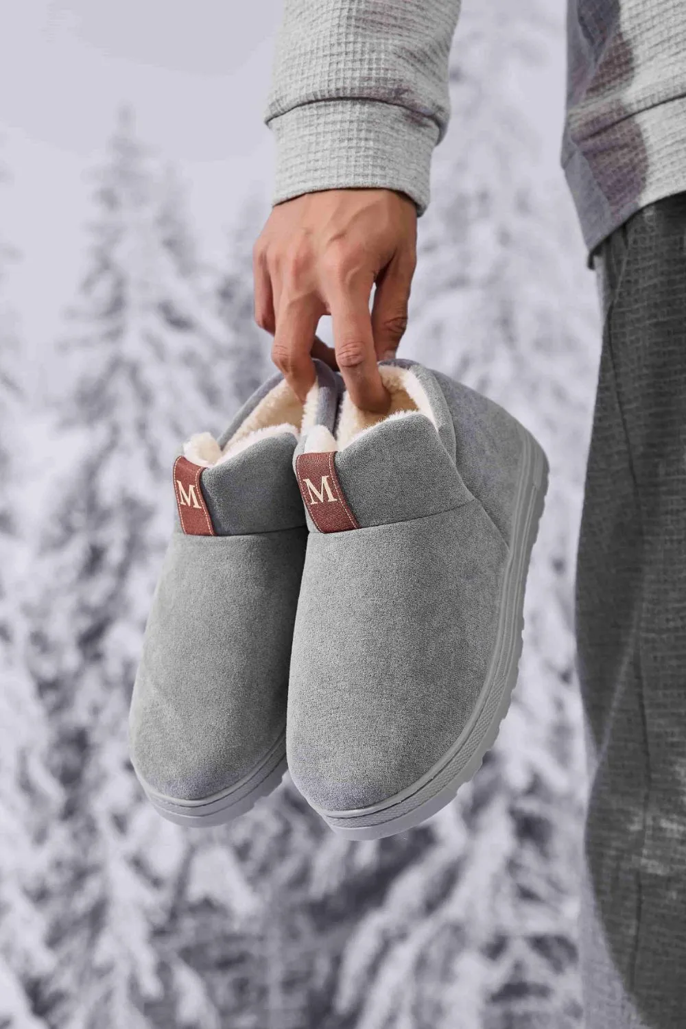 Letter M Suede Round Toe Slippers, image 16