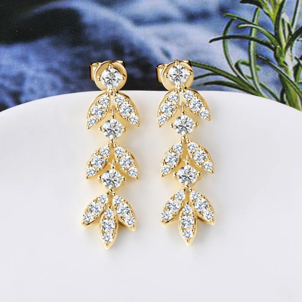925 Sterling Silver Moissanite Leaf Earrings, image 7