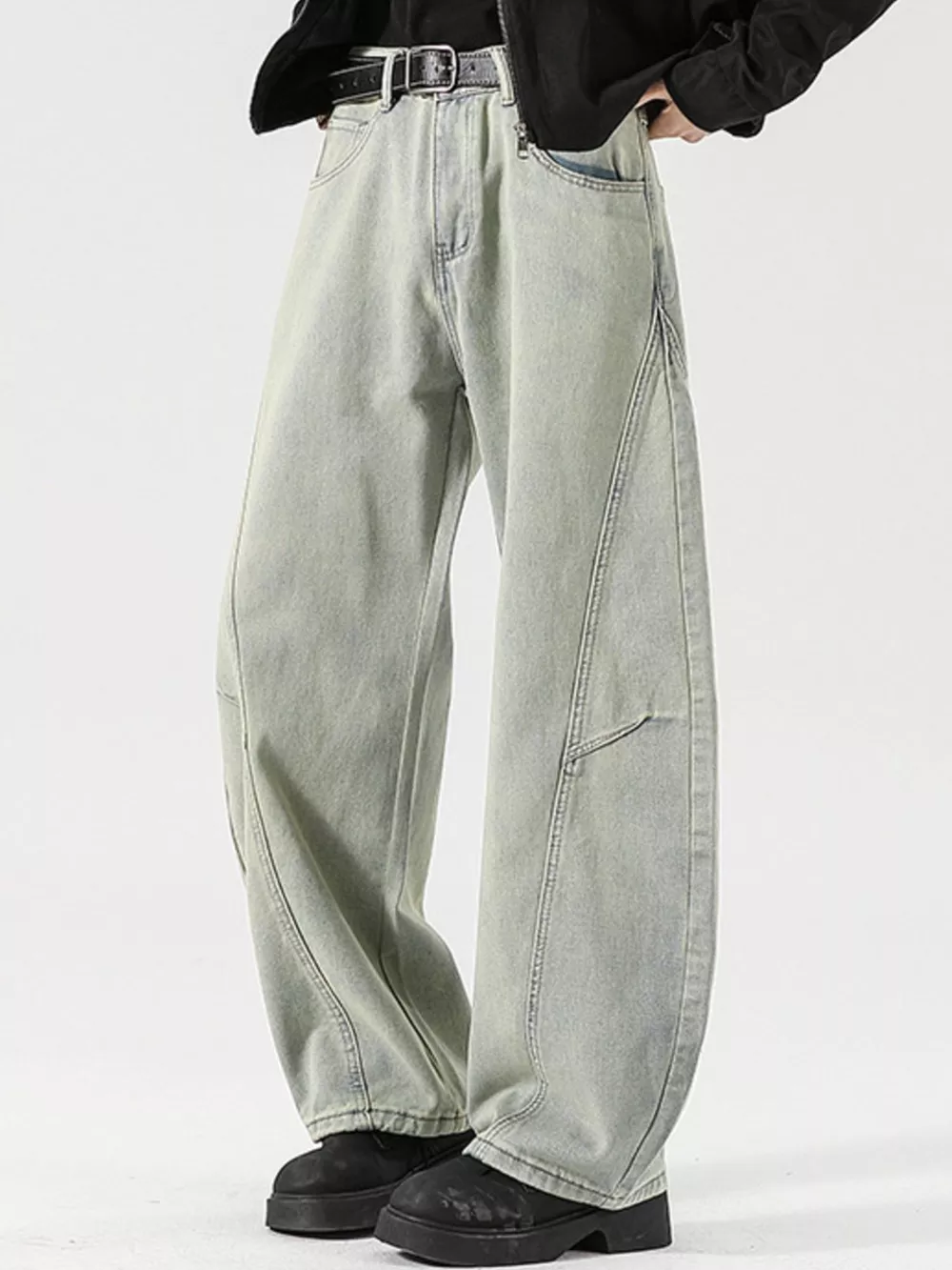 Men's Full Size Vintage Wash Wide Leg Jeans Plus Size, image 9