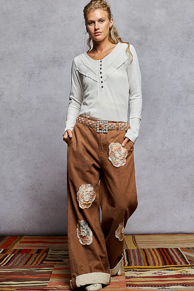 Ribbed Half Button Lace Detail Knit Top, image 6