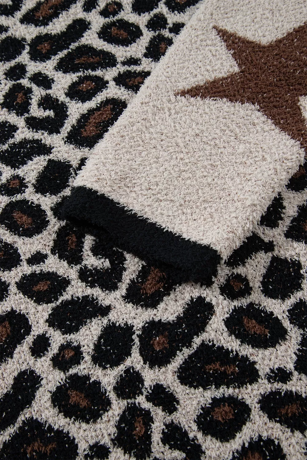 Leopard Star Pattern Round Neck Long Sleeve Shift Sweater, image 14
