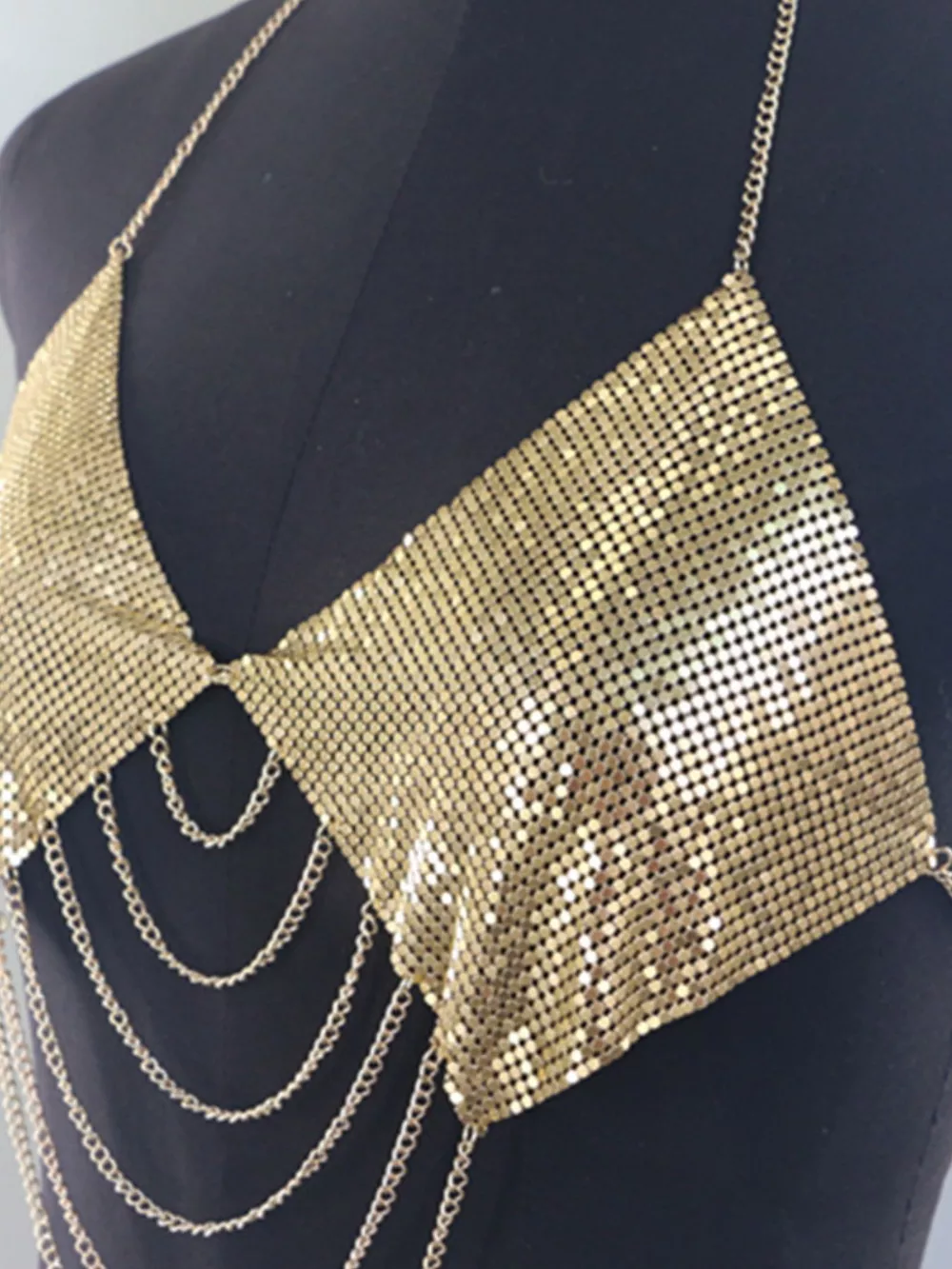 Metallic Chainmail Halter Cami Top, image 8