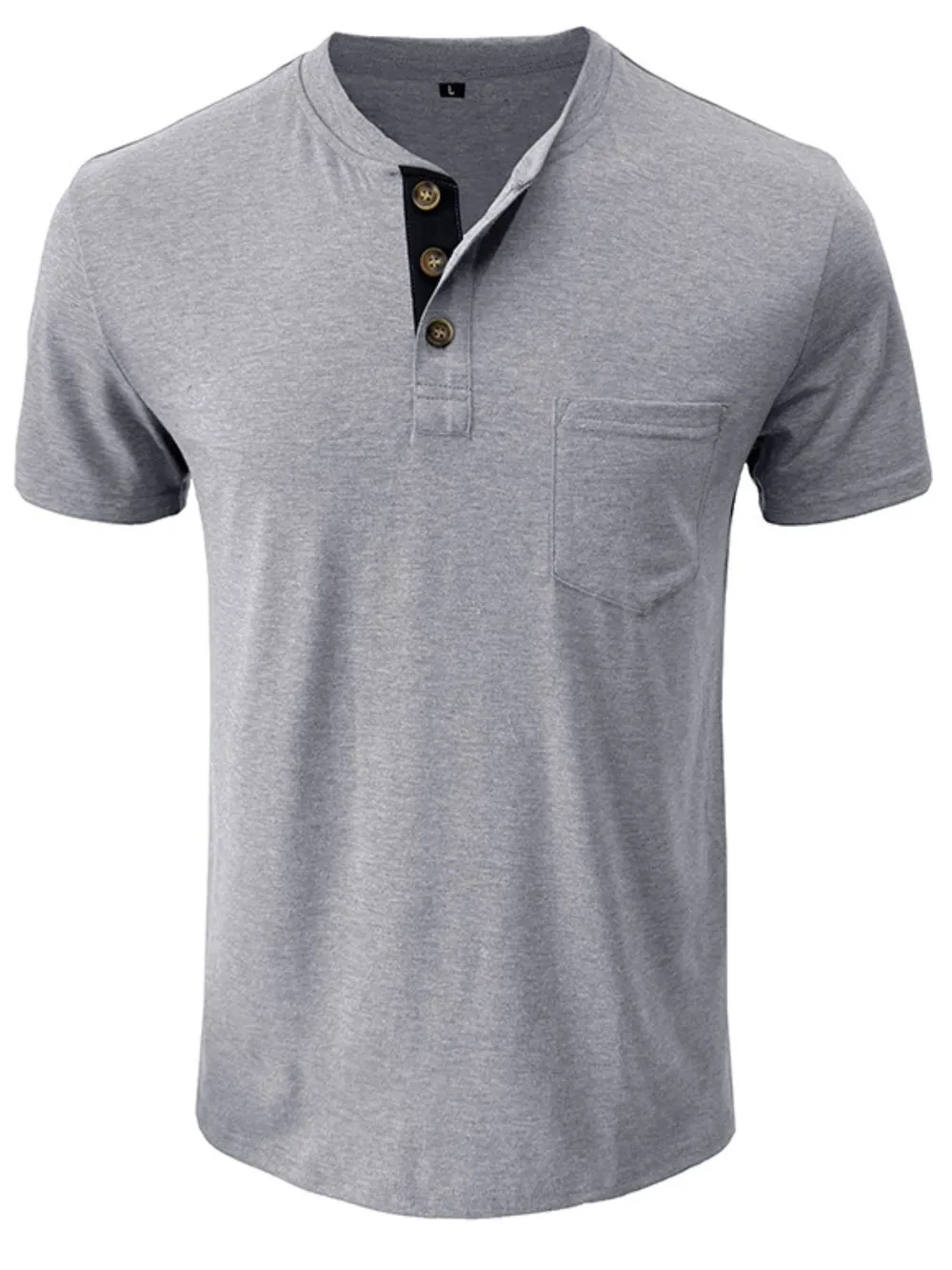 Men's Full Size Classic Henley Pocket Polo T-Shirt Plus Size, image 4