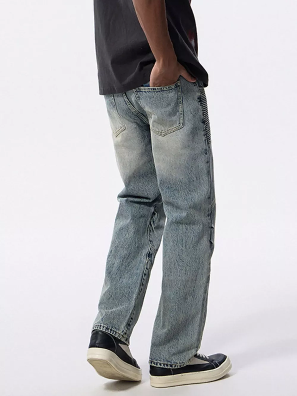 Men's Washed Wide Leg Jeans, image 7