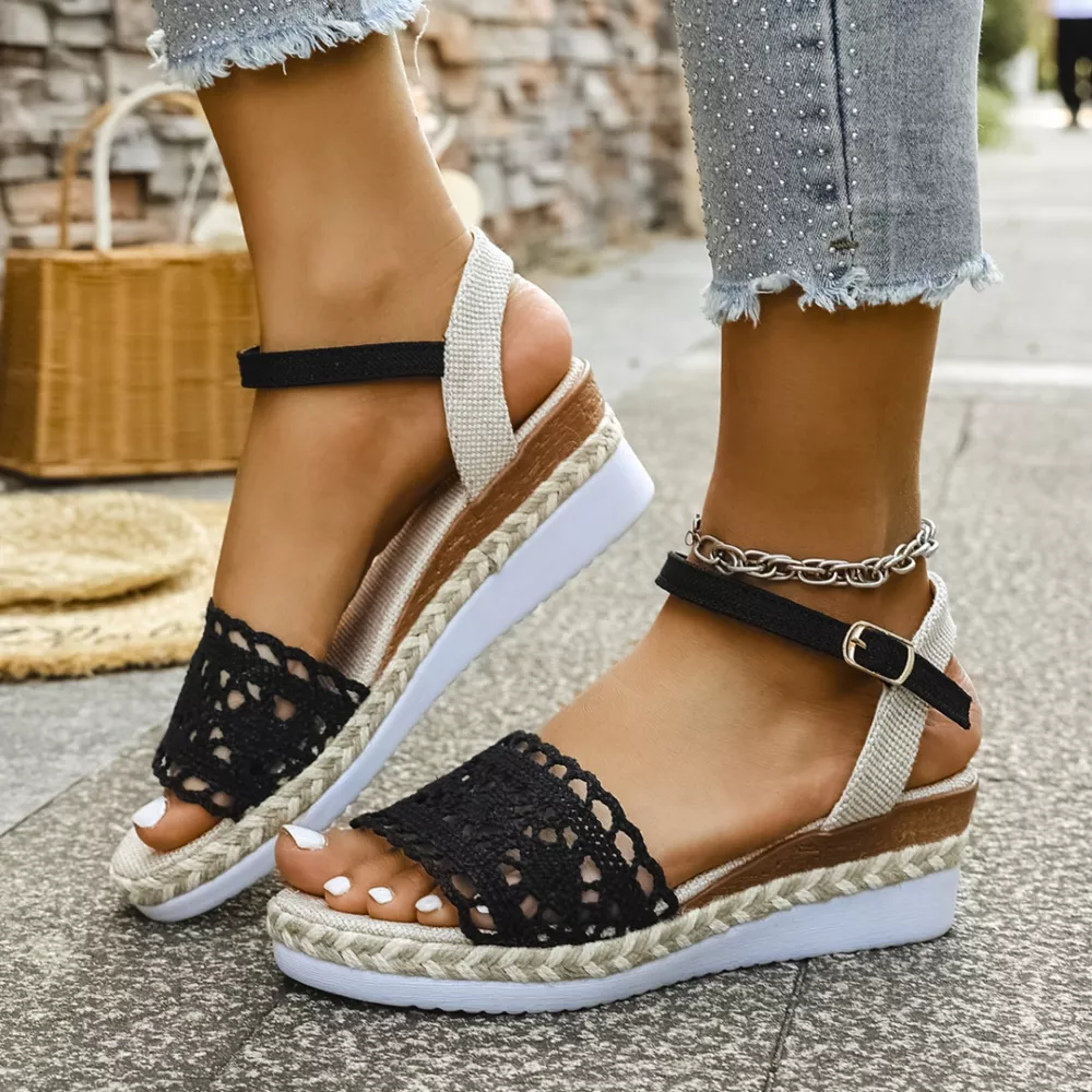 Crochet Espadrille Platform Sandals, image 7