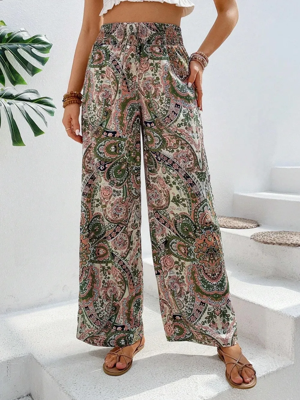 Printed Wide Leg Pants, image 6