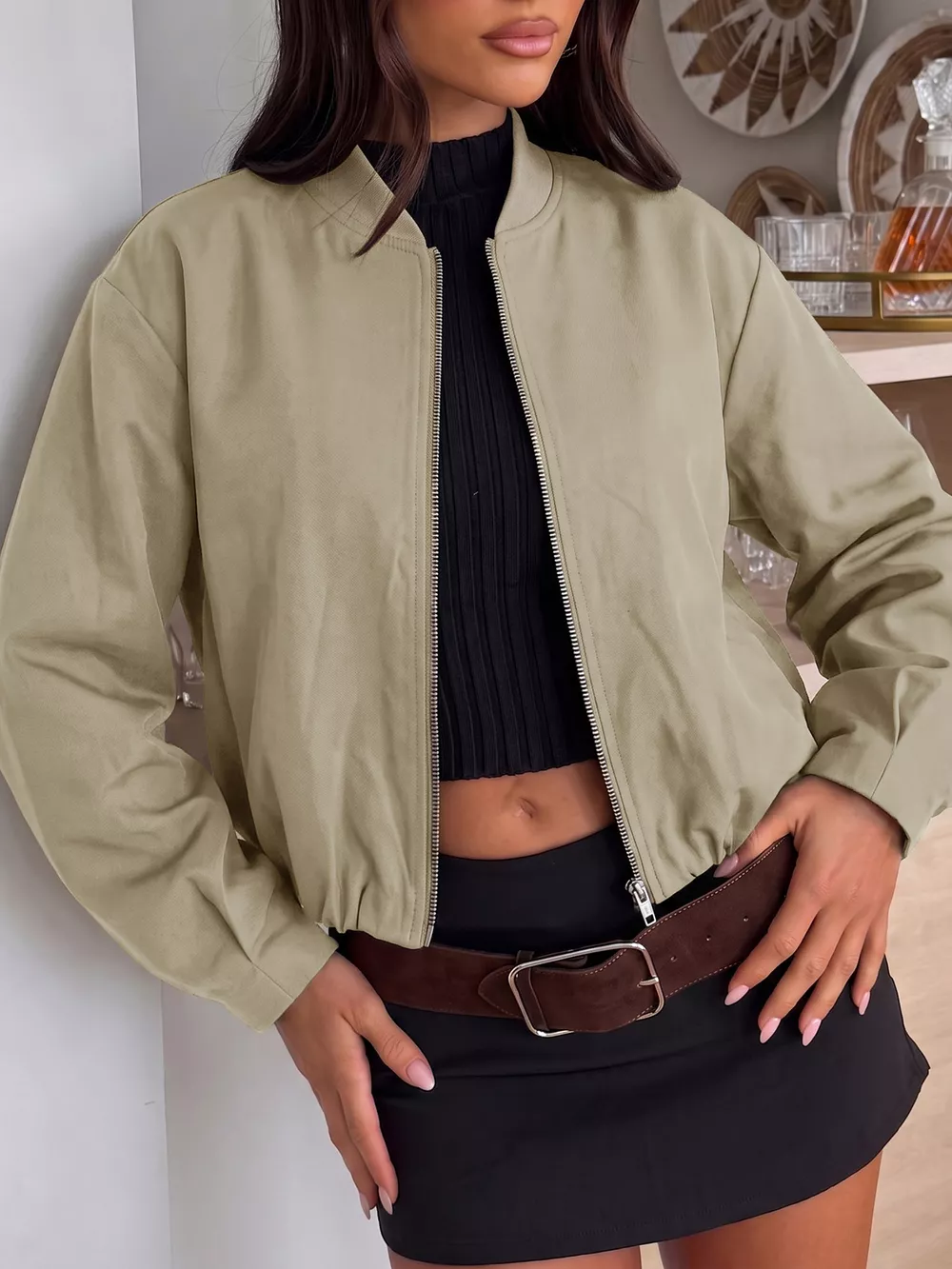 Zip-Up Dropped Shoulder Jacket, image 7