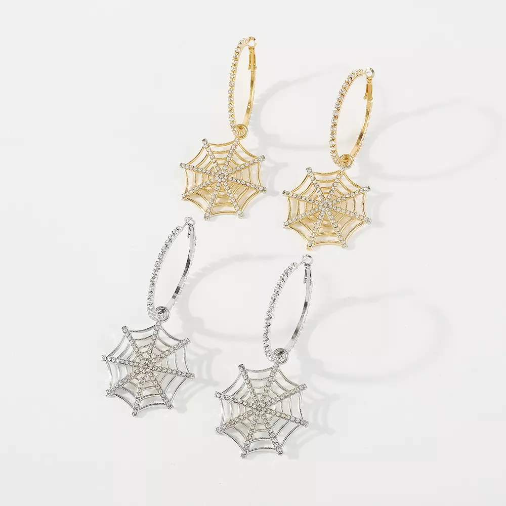 Halloween Spider Web Dangle Hoop Earrings, image 14
