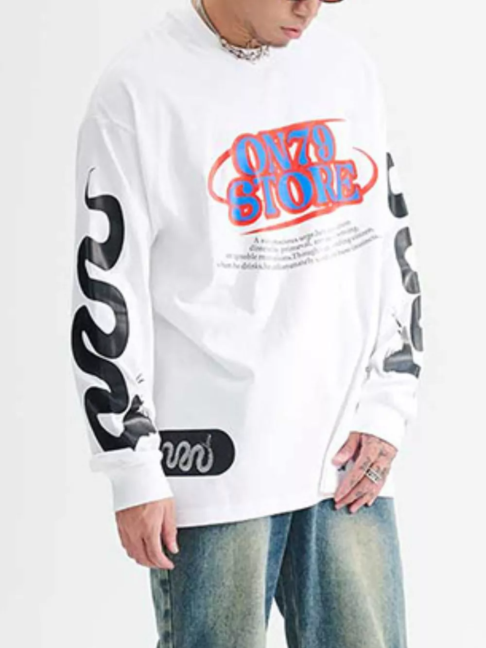 Men's Letter Round Neck Long Sleeve T-Shirt, image 2