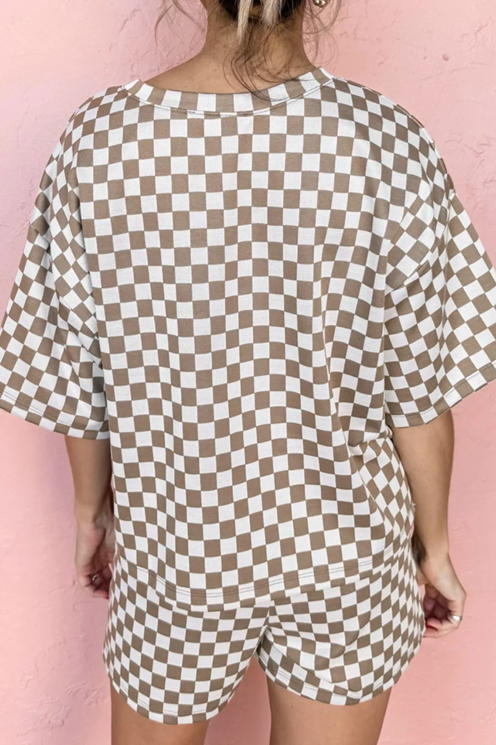 Checkered Round Neck Top and Shorts Set, image 7