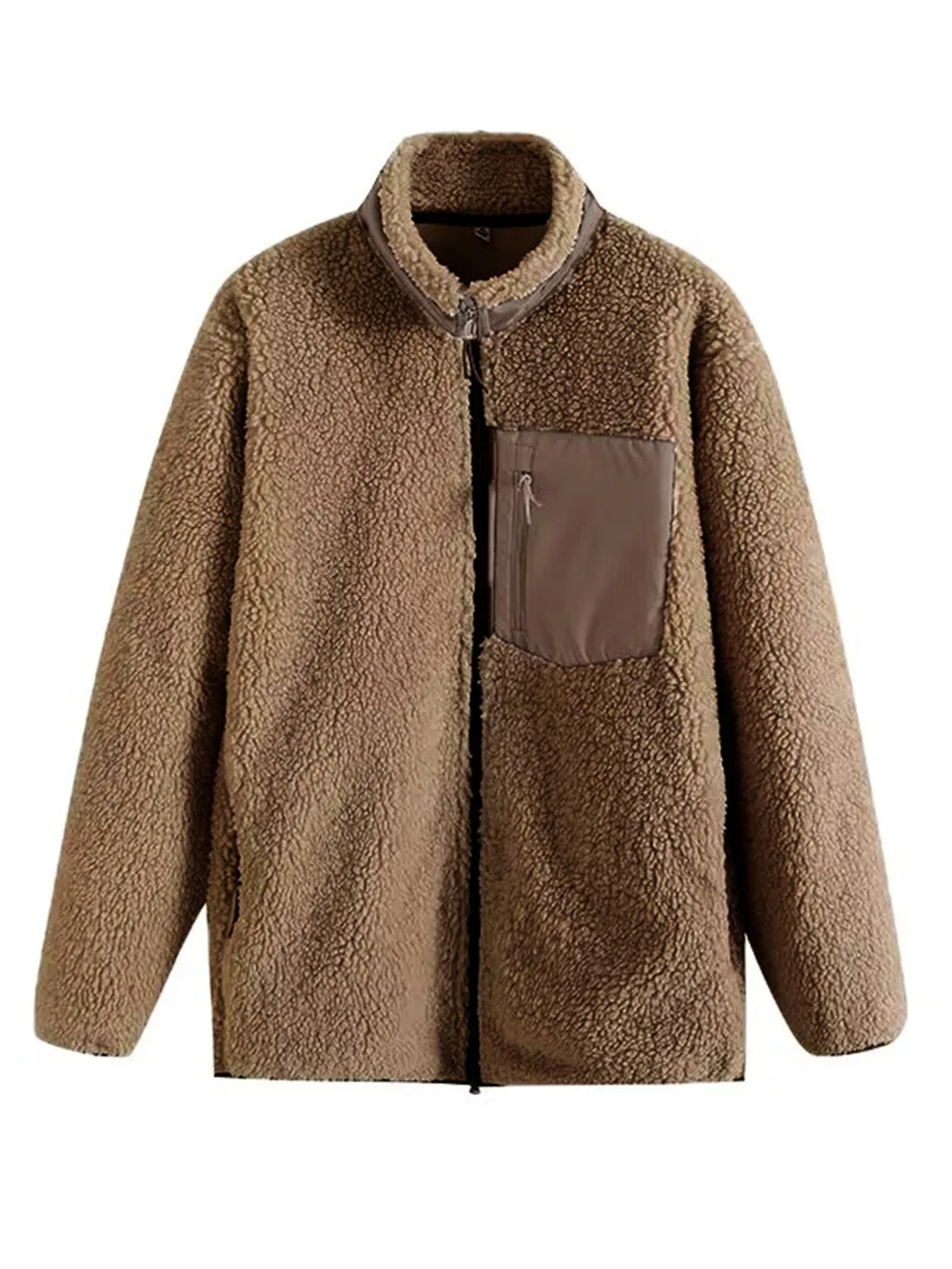 Zip Up Long Sleeve Plush Jacket, image 5