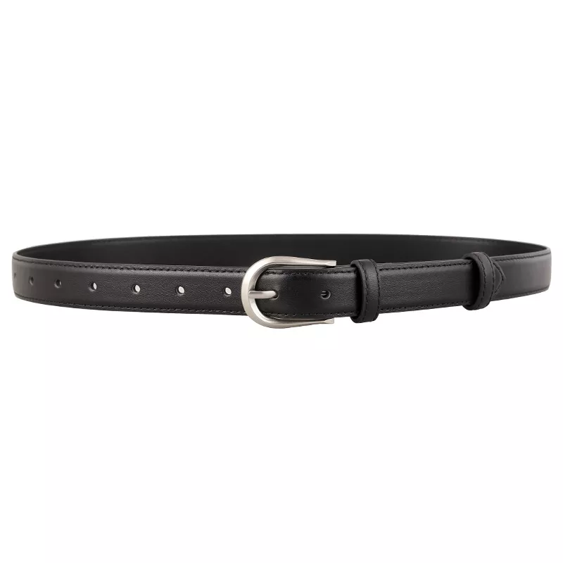 Classic Leather Belt with Silver Buckle, image 3