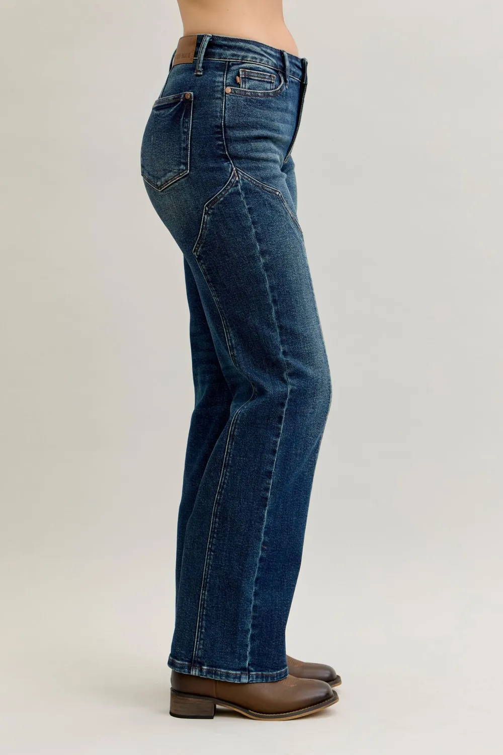 Full Size Seam Detail Straight Leg Jeans Plus Size, image 3