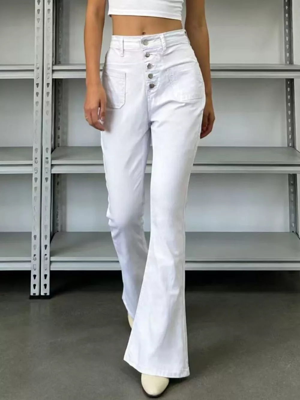 Full Size High-Waisted Button-Fly Flare Jeans Plus Size, image 2
